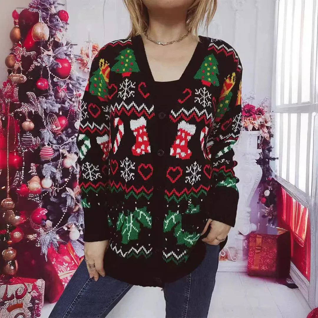Awarim | Festive Warm Christmas Cardigan for Women | Black 0