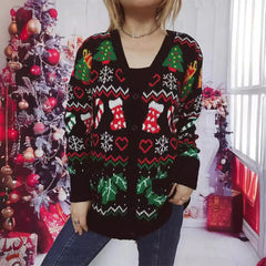 Awarim | Festive Warm Christmas Cardigan for Women | Black 0