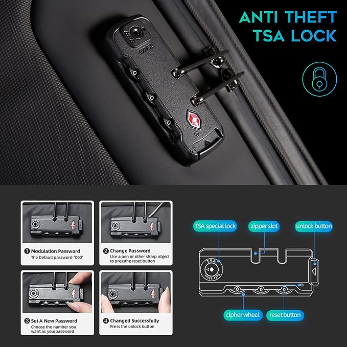 BANGE Anti-Theft Backpack with USB Charging Port, Lightweight Business Backpack for Men and Women 1