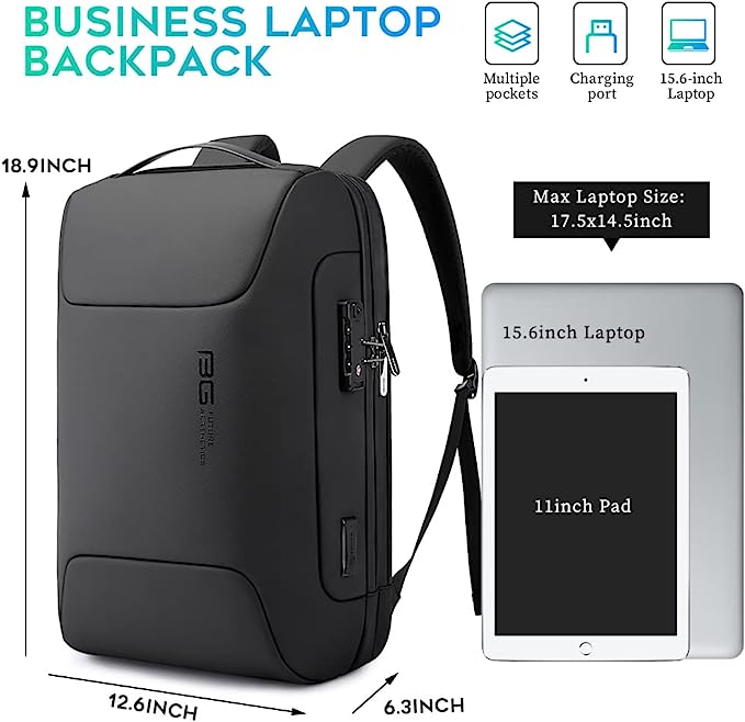 BANGE Anti-Theft Backpack with USB Charging Port, Lightweight Business Backpack for Men and Women 3