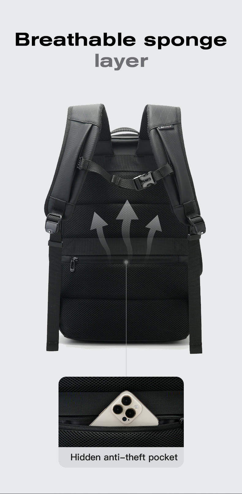 BANGE Bestseller: Slim, waterproof 15.6-inch laptop backpack for business and school 8