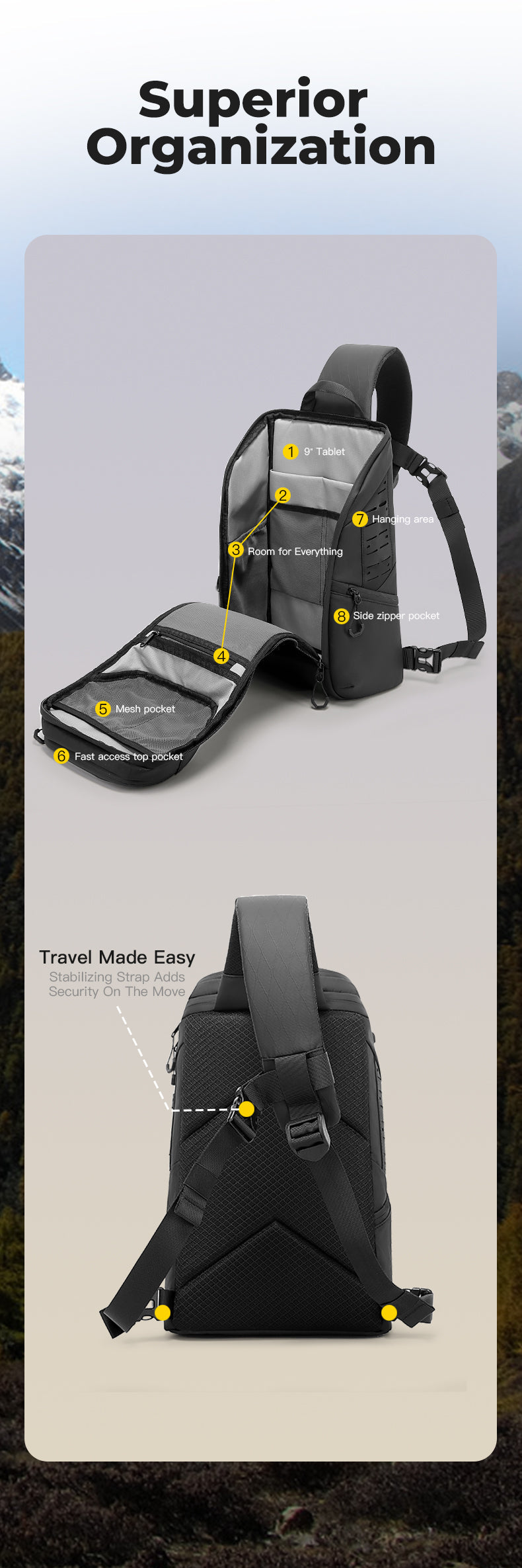 BANGE Essential Men's Outdoor Waterproof Sling Bag 4
