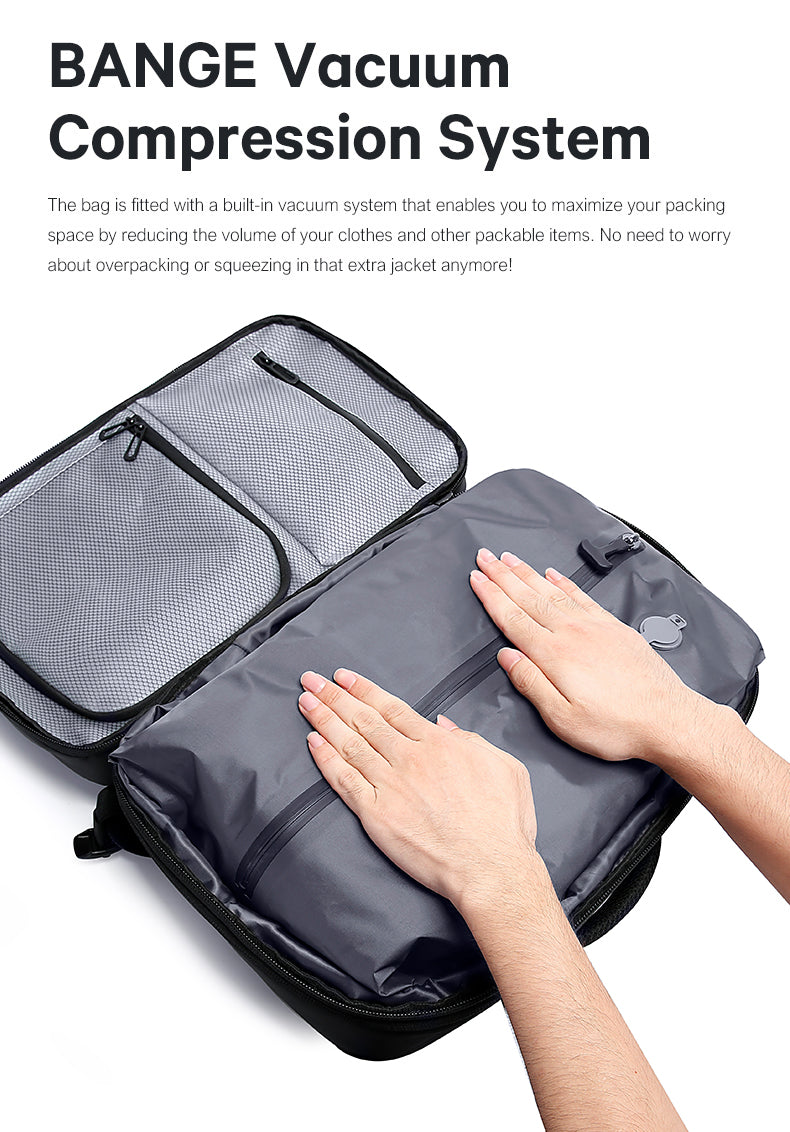 BANGE Hot Sale New Arrival 50L TSA Lock Waterproof Men Vacuum Compression 1