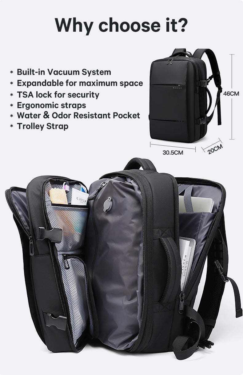 BANGE Hot Sale New Arrival 50L TSA Lock Waterproof Men Vacuum Compression 2