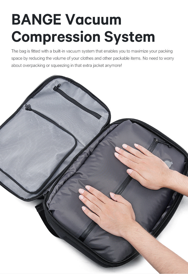 BANGE Hot Sale New Arrival 50L USB TSA Lock Weight Handle Waterproof Men Vacuum Compression Laptop Backpack 2