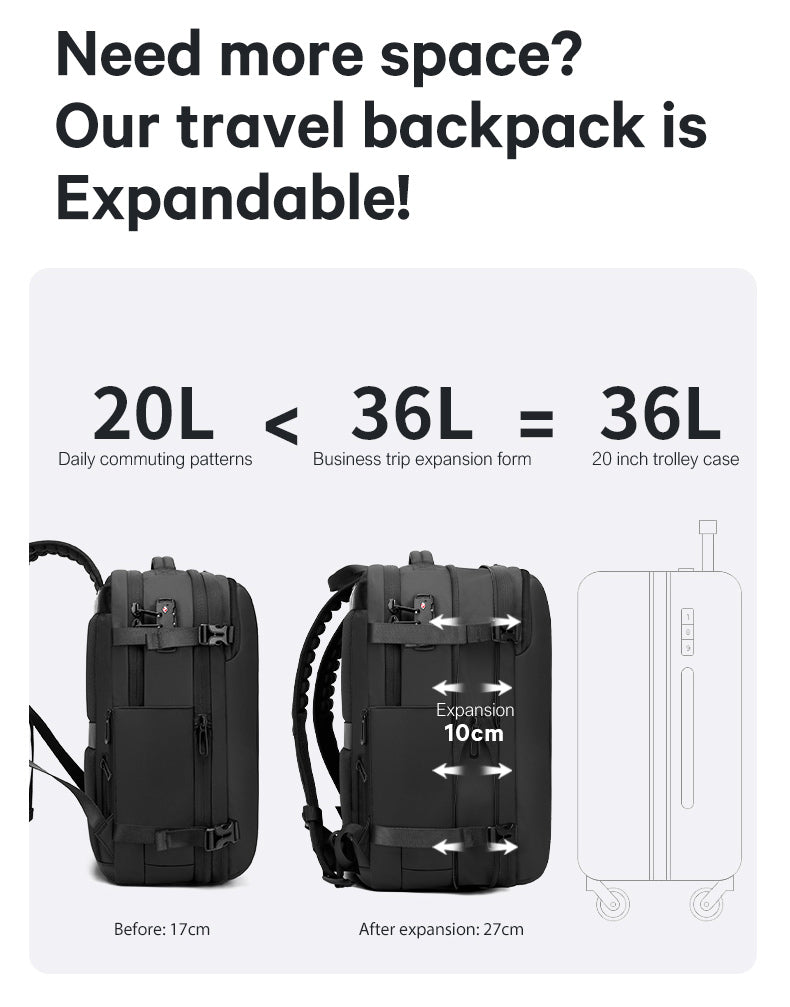 BANGE Hot Sale New Arrival 50L USB TSA Lock Weight Handle Waterproof Men Vacuum Compression Laptop Backpack 7