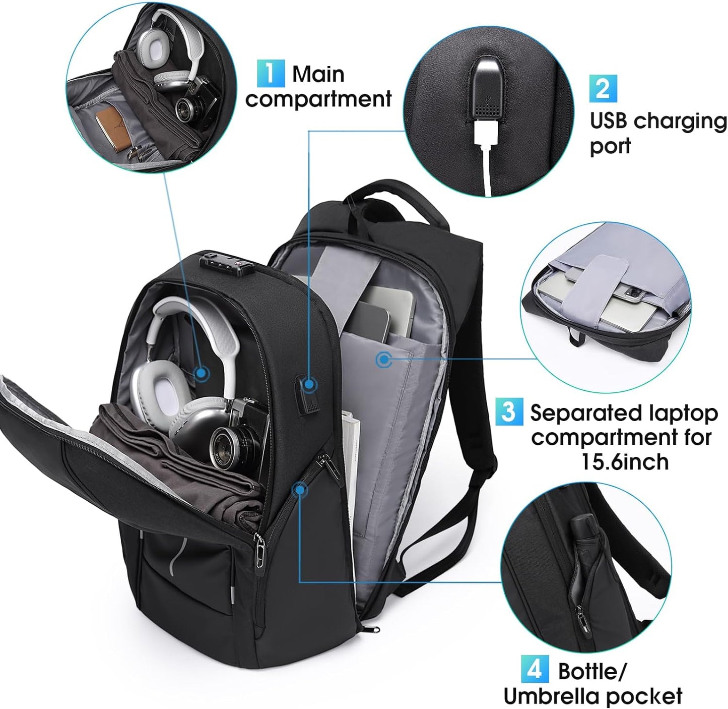 BANGE Lightweight Travel Backpack, Laptop Backpack for 15.6 inch Notebooks, Fashionable Work Backpacks for Everyday Use for Men and Women 2