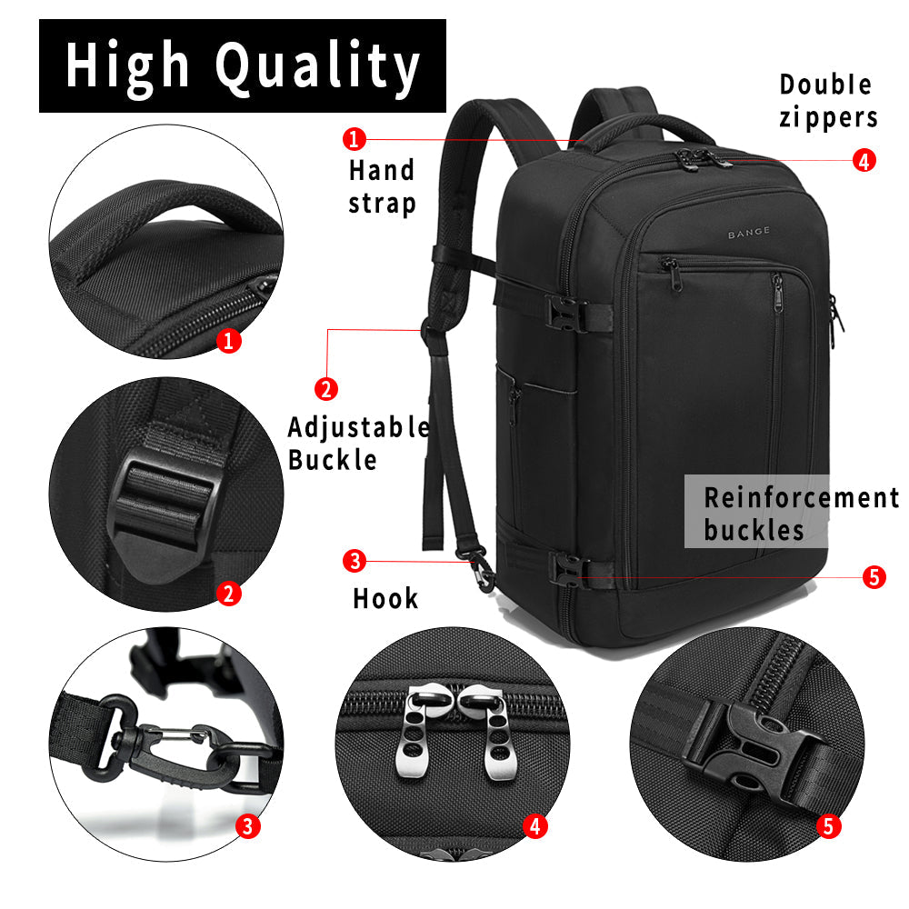 BANGE Men's 40-Liter Travel Backpack, FAA Flight-Approved Weekender Bag (3-Compartment Backpack) 6