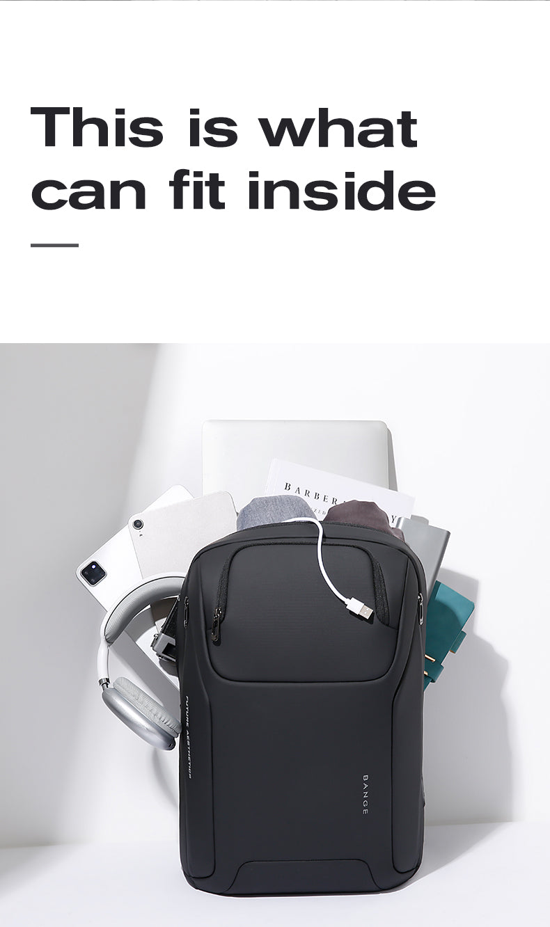 BANGE Minimalist Commuter Business Backpack with USB Port 4