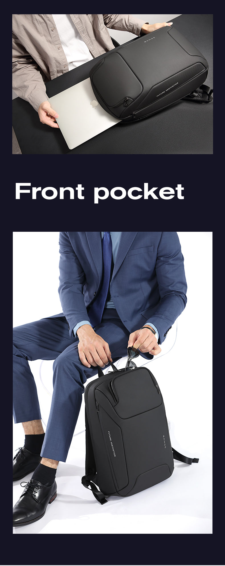 BANGE Minimalist Commuter Business Backpack with USB Port 8