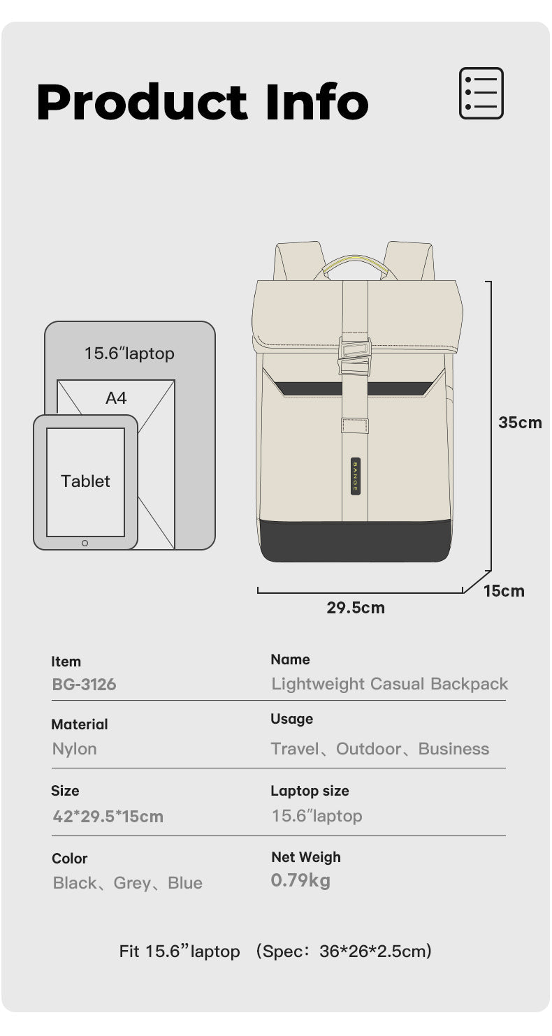 BANGE NEWS Waterproof, lightweight roll-top backpack for the way to school 5