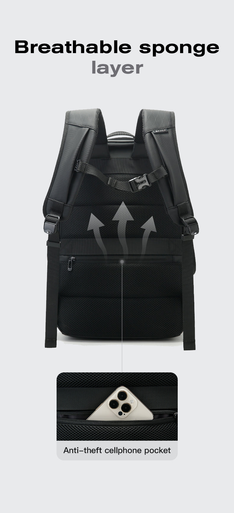 BANGE New Organized Waterproof Commuter Business School Backpack 8