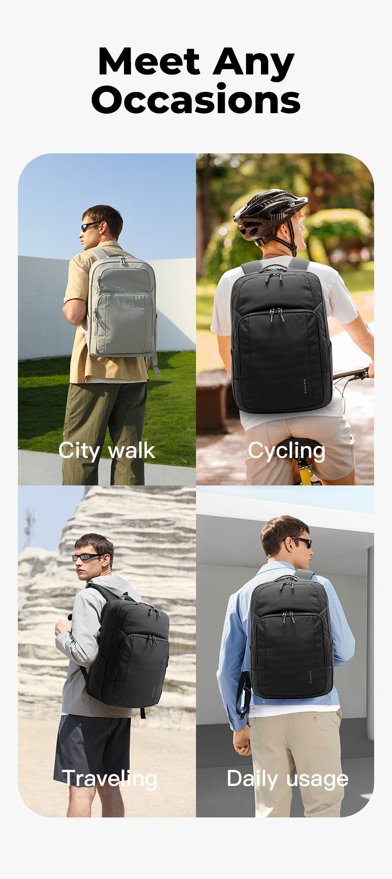 BANGE New Travel Waterproof Soft Lightweight Student Casual Bag Men Laptop Backpack 2
