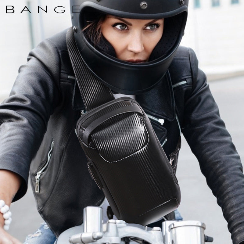 BANGE Sling Backpack, Anti-theft Carbon Fiber Messenger Bag 2