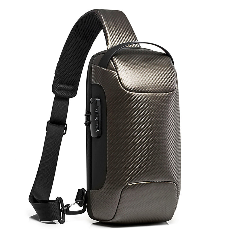 BANGE Sling Backpack, Anti-theft Carbon Fiber Messenger Bag 5