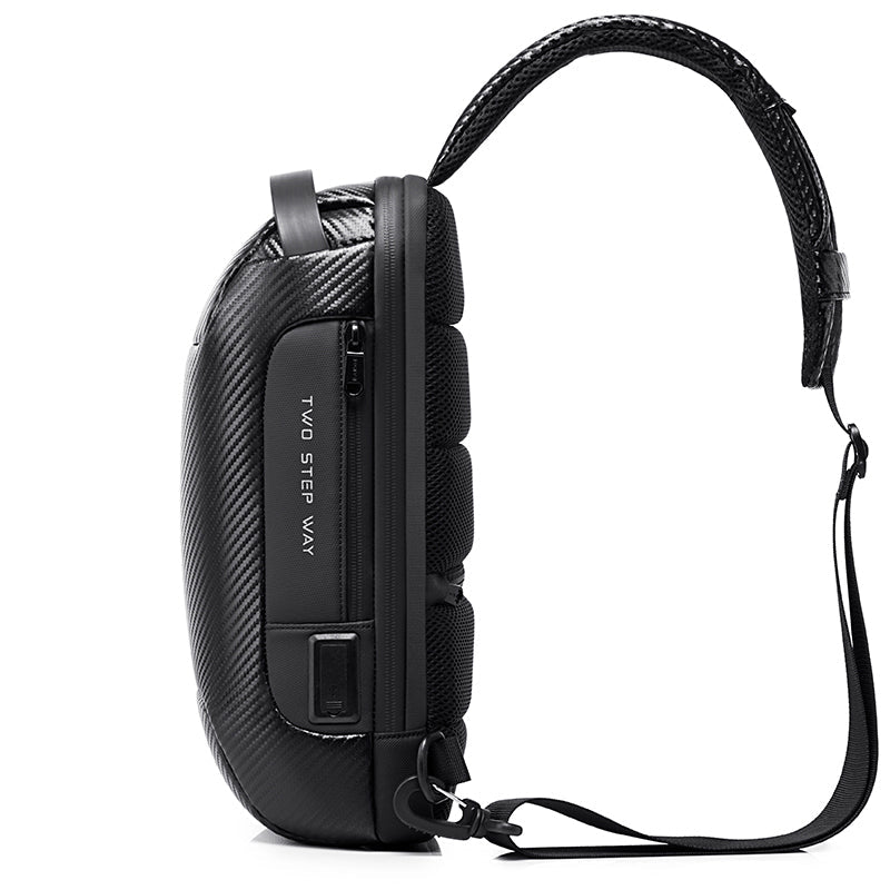 BANGE Sling Backpack, Anti-theft Carbon Fiber Messenger Bag 6