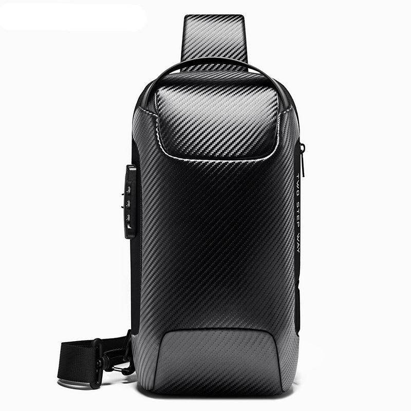 BANGE Sling Backpack, Anti-theft Carbon Fiber Messenger Bag 8
