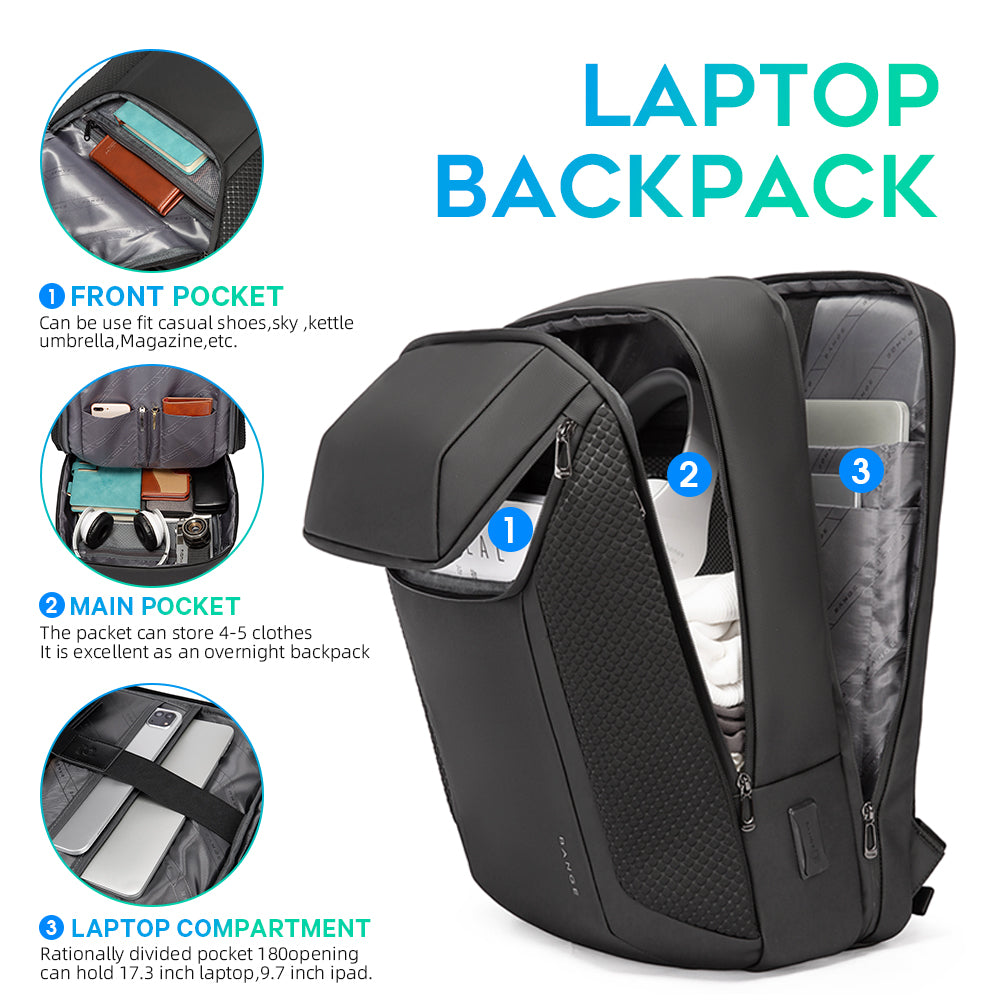 BANGE Smart Business Laptop Backpack, Waterproof, Fits 15.6-17.3 Inch Laptops with 3.0 USB Charging Port for Men and Women 2