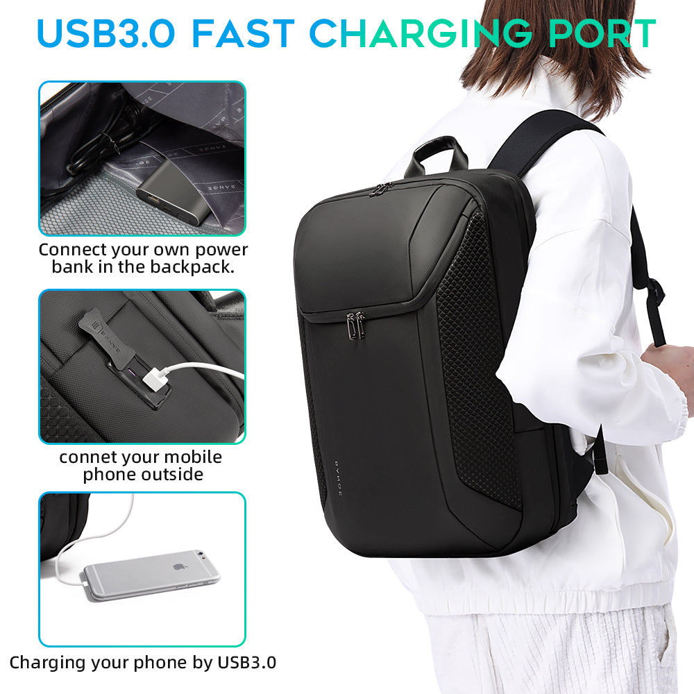 BANGE Smart Business Laptop Backpack, Waterproof, Fits 15.6-17.3 Inch Laptops with 3.0 USB Charging Port for Men and Women 3