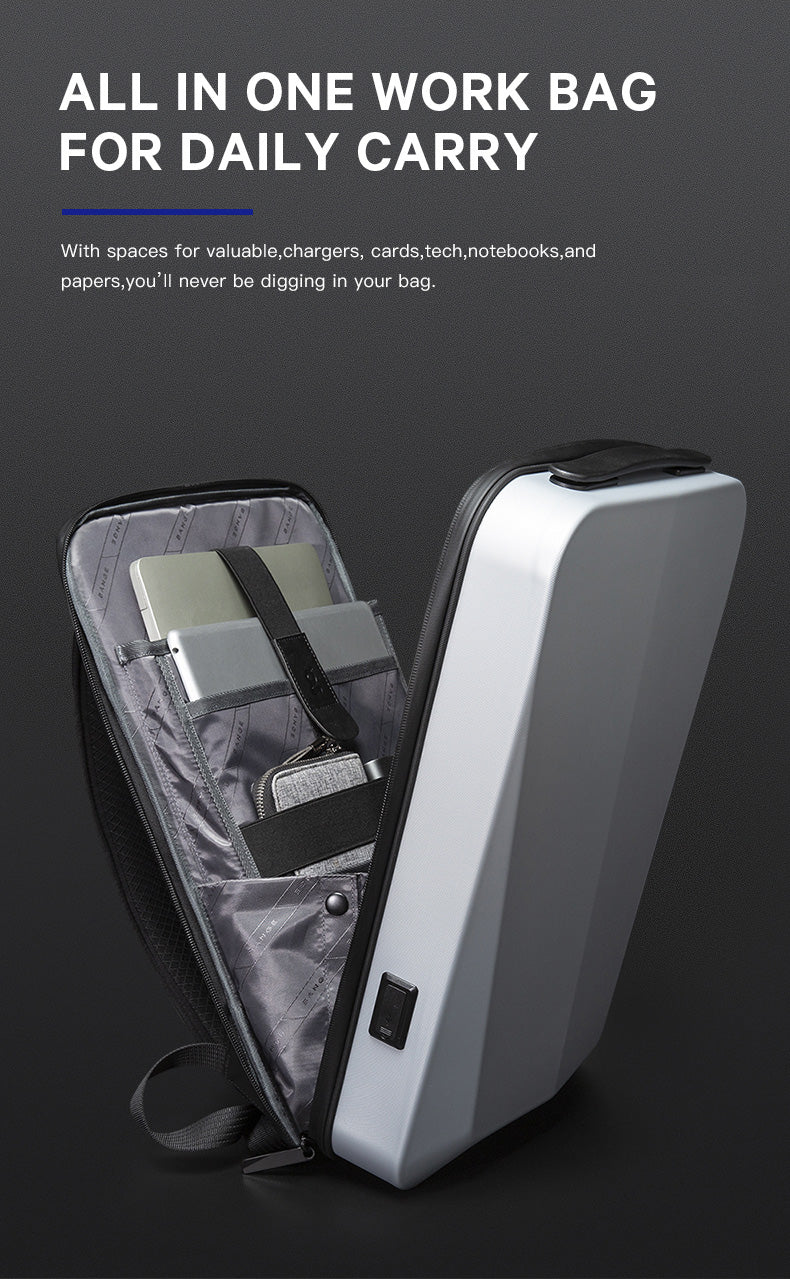 BANGE Tech Anti-theft hard-shell business backpack with TSA lock and USB charging port 3