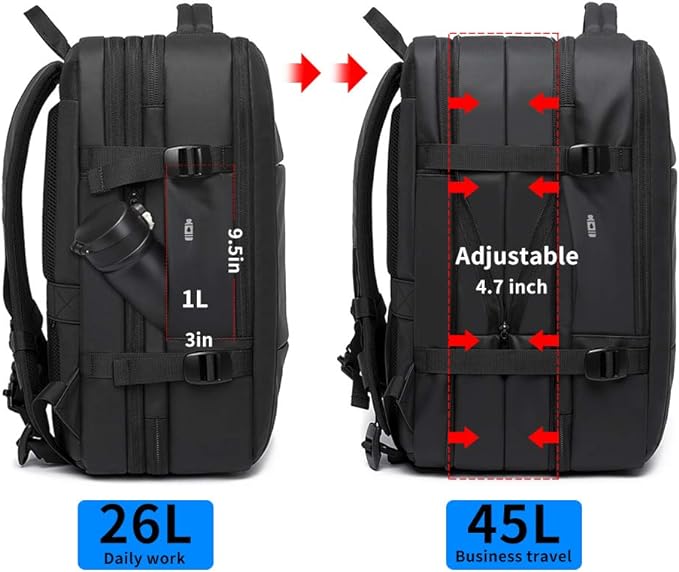 BANGE Weekender Carry-On Backpack, 45L Expandable Travel Backpack for Airplanes, Convertible Backpack Briefcase for Travel, Water-Resistant 17.3" Laptop Backpack for Men and Women… 2