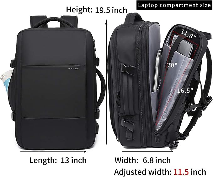 BANGE Weekender Carry-On Backpack, 45L Expandable Travel Backpack for Airplanes, Convertible Backpack Briefcase for Travel, Water-Resistant 17.3" Laptop Backpack for Men and Women… 3