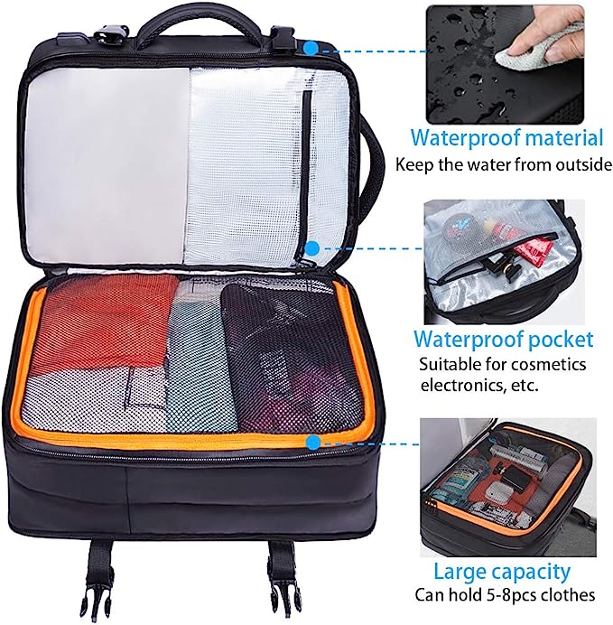 BANGE Weekender Carry-On Backpack, 45L Expandable Travel Backpack for Airplanes, Convertible Backpack Briefcase for Travel, Water-Resistant 17.3" Laptop Backpack for Men and Women… 4