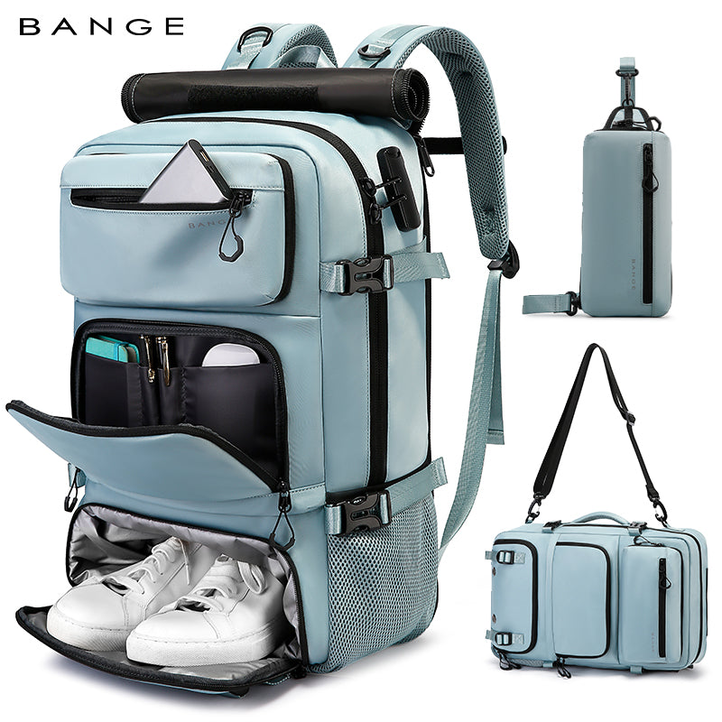 BANGE multifunctional travel backpack with removable anti-theft protection and shoe compartments 1