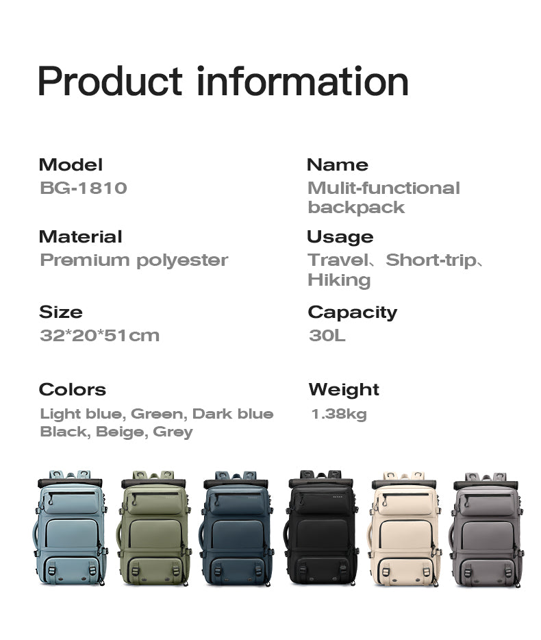 BANGE multifunctional travel backpack with removable anti-theft protection and shoe compartments 3