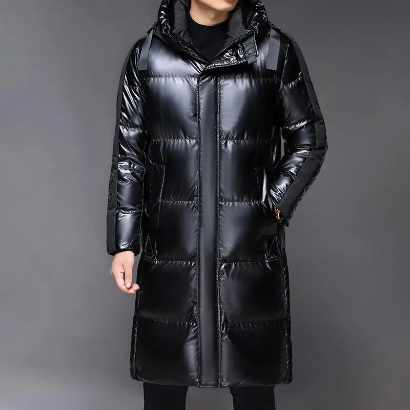 Black winter down jacket for men | with hood 2