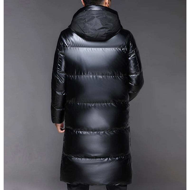 Black winter down jacket for men | with hood 3