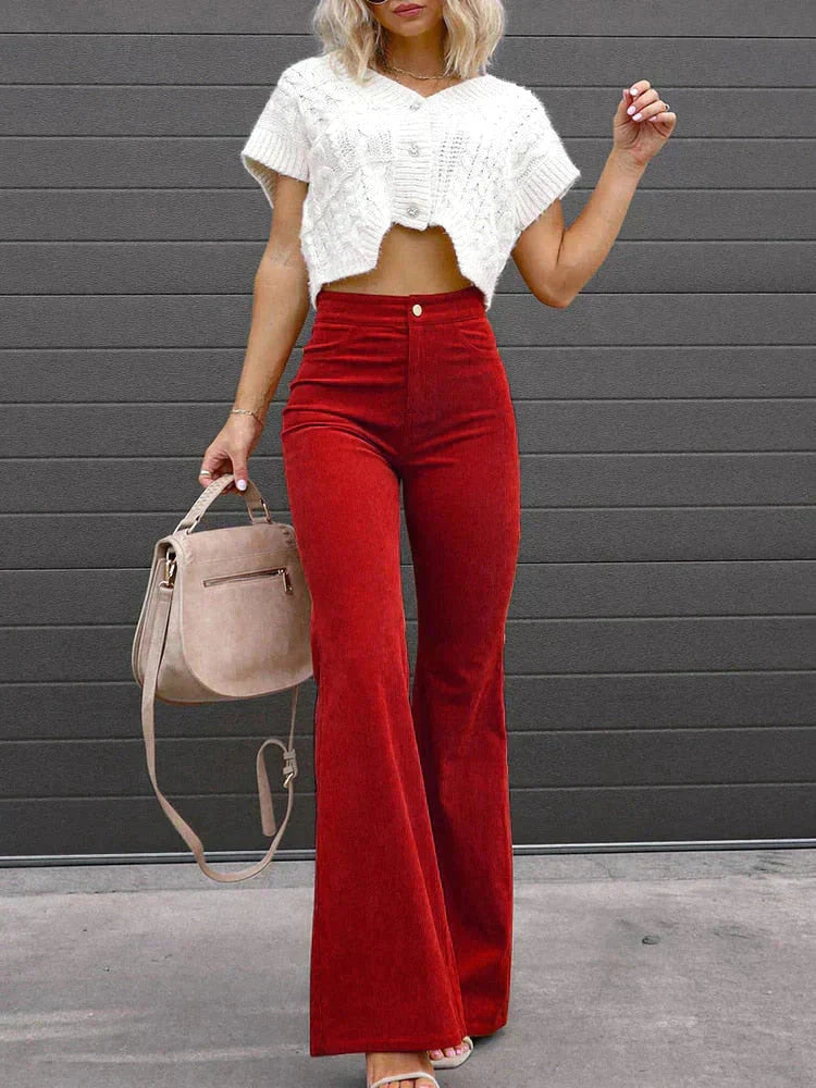 BRIANA | Trendy Flared Corduroy Pants-5