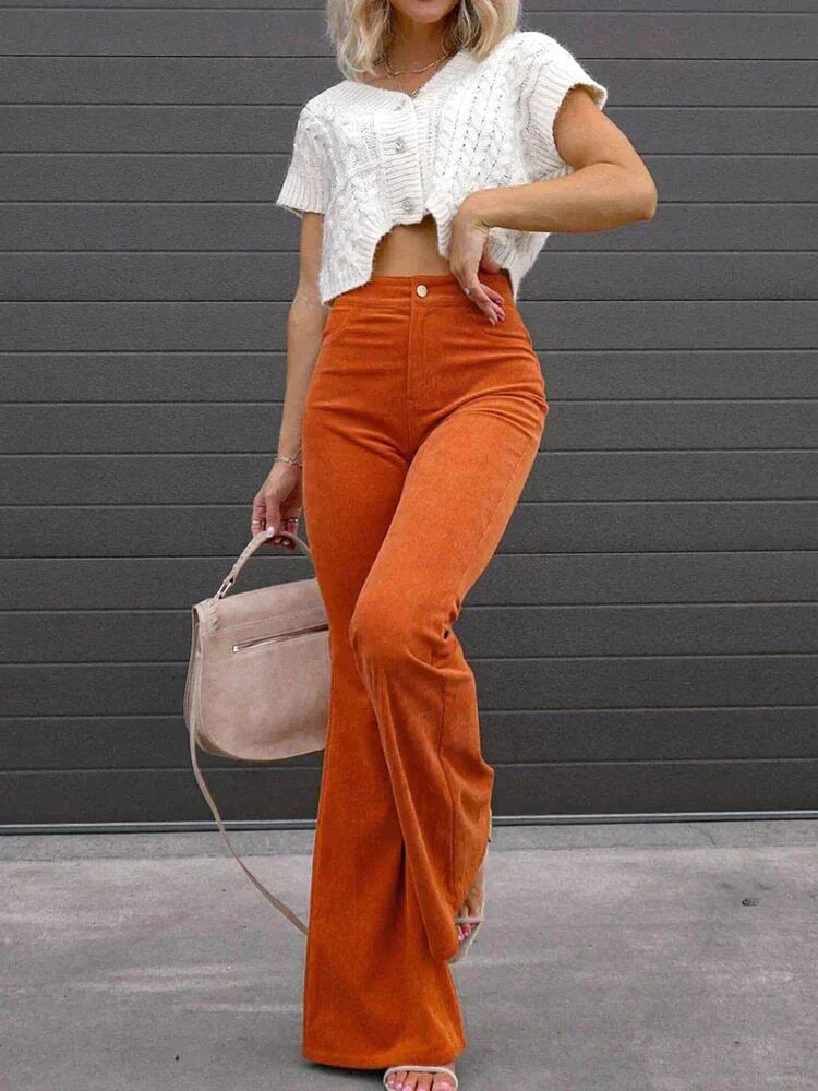 BRIANA | Trendy Flared Corduroy Pants-4
