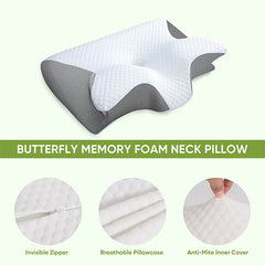 Butterfly Memory Foam Neck Pillow with Armrests for Side & Back Sleepers 3