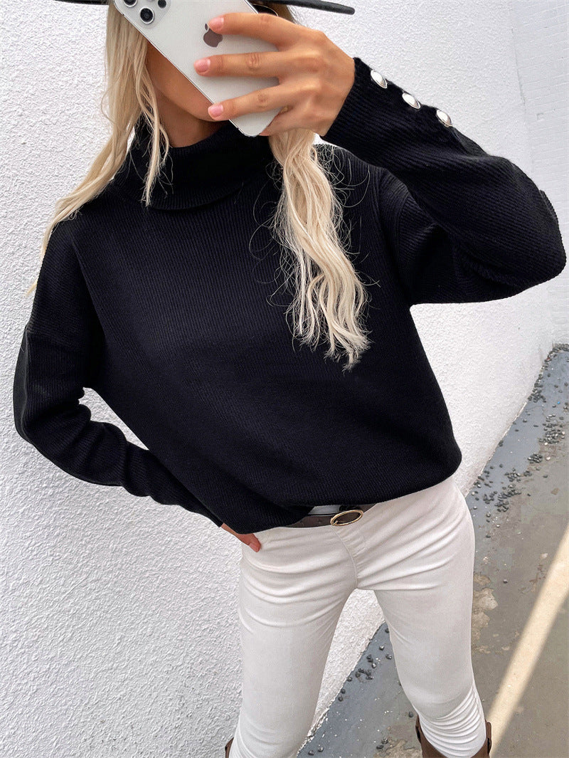 Casual turtleneck sweater for women | With button cuffs 5