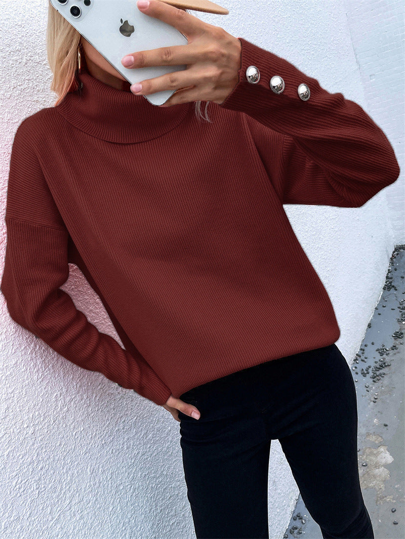 Casual turtleneck sweater for women | With button cuffs 6