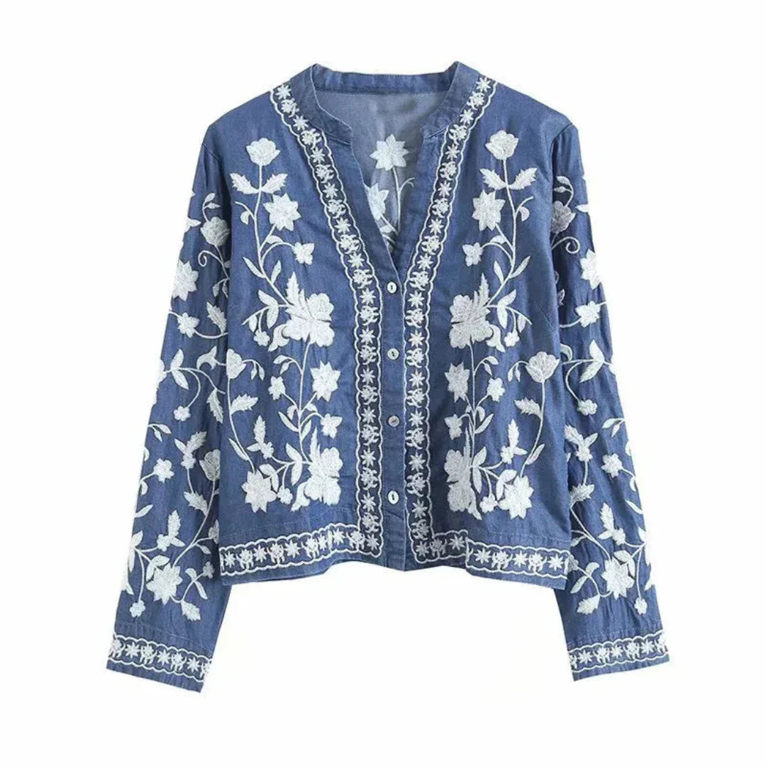 Cheyenne | Women's Flower Button Down Cardigan | Short 1