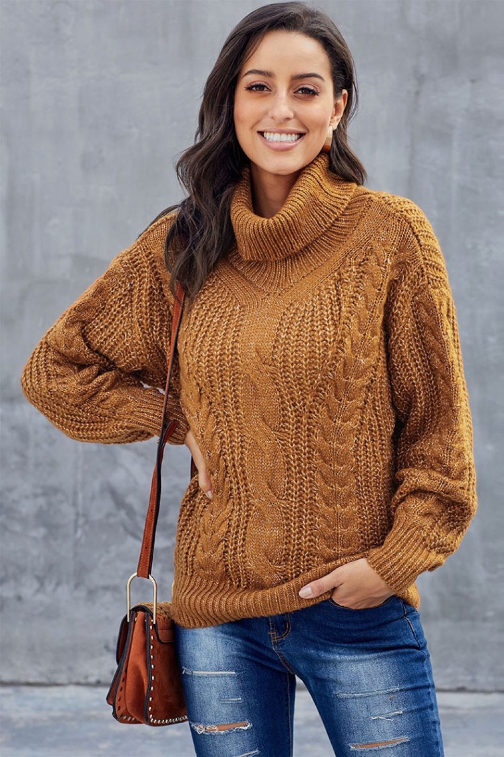 Chunky cable knit sweater for women | Turtleneck 0