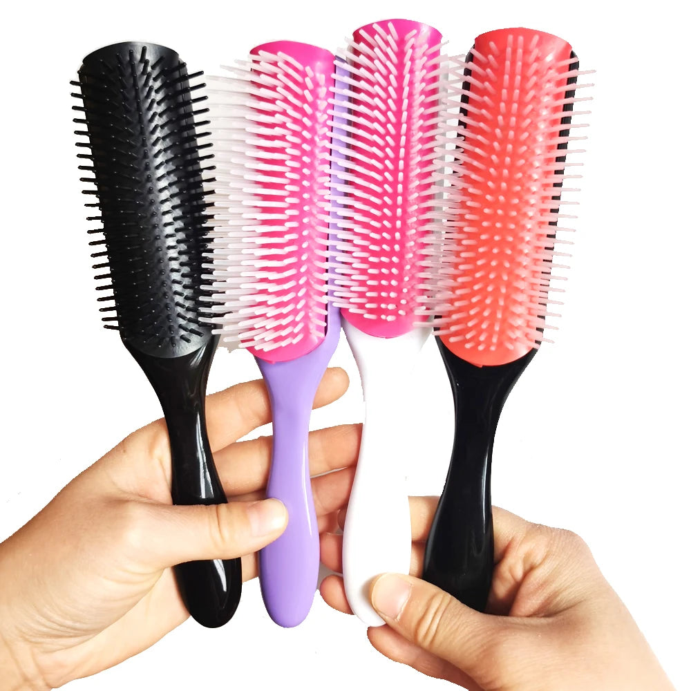 CurlEase - 9-Row Detangling Brush for Straight & Curly Hair 8