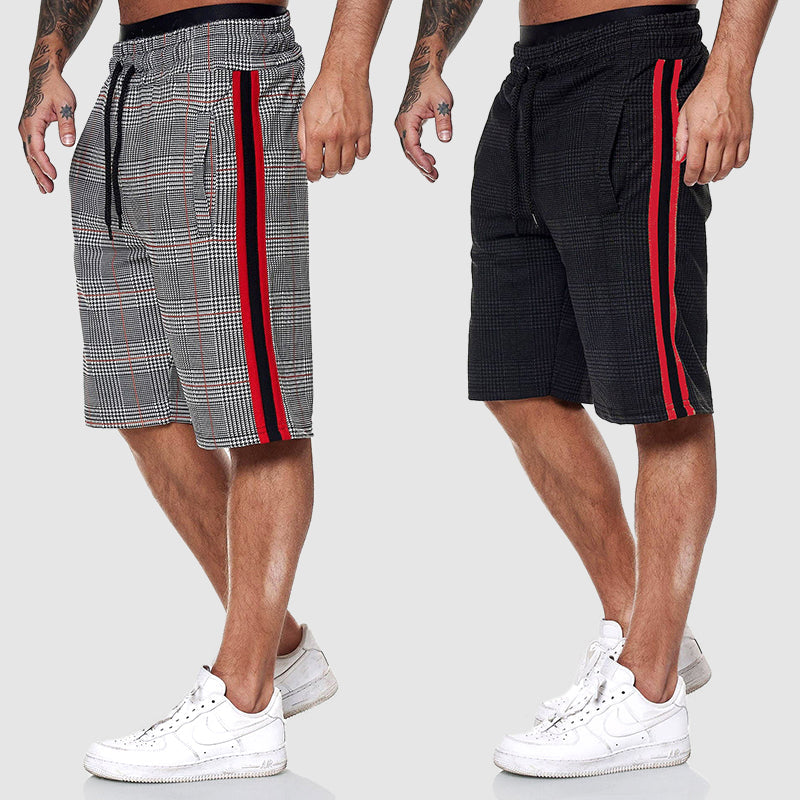 Men's drawstring checkered shorts with elastic waistband-6