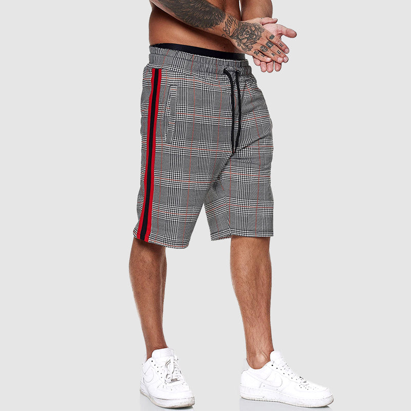 Men's drawstring checkered shorts with elastic waistband-5