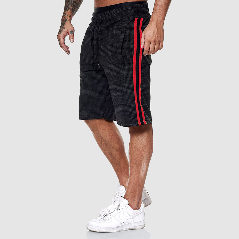 Men's drawstring checkered shorts with elastic waistband-3