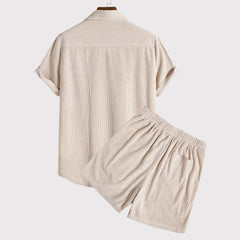 Men’s Short-Sleeve Button-Up Shirt & Drawstring Shorts – Lightweight Breathable Set-4