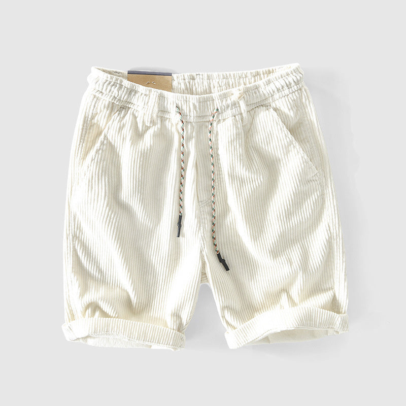 Men’s Corduroy Shorts - Lightweight Breathable - Elastic Waist - Rolled Hem Casual Wear-3