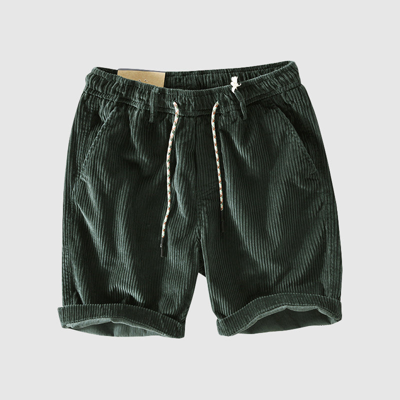 Men’s Corduroy Shorts - Lightweight Breathable - Elastic Waist - Rolled Hem Casual Wear-2