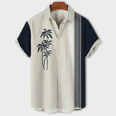 CLAUDE | Color Block Shirt with Palm Pattern for Men-1