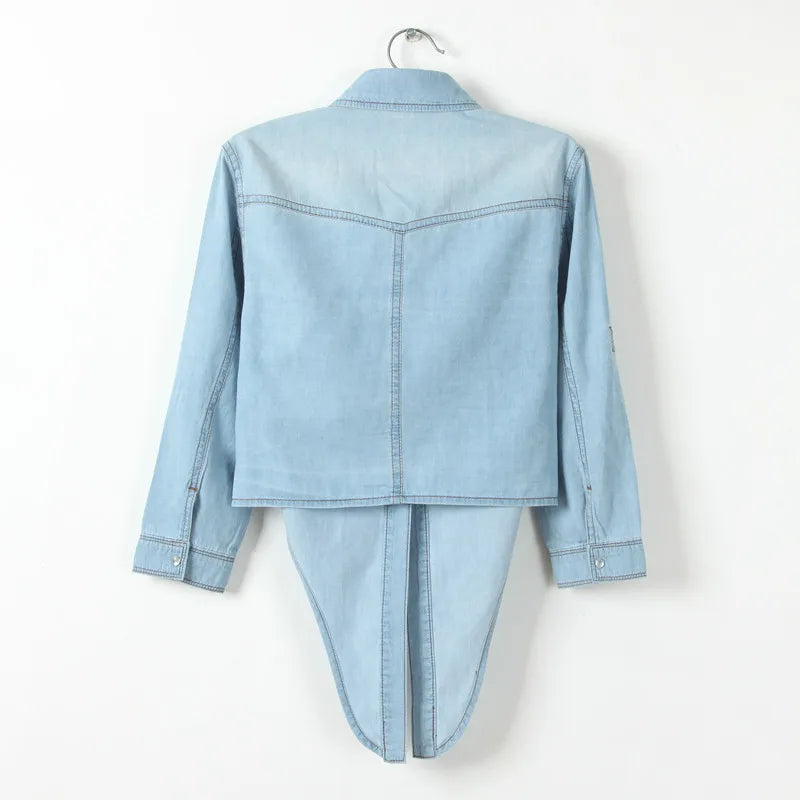 SAPPHIRE | Casual Denim Cropped Top-6