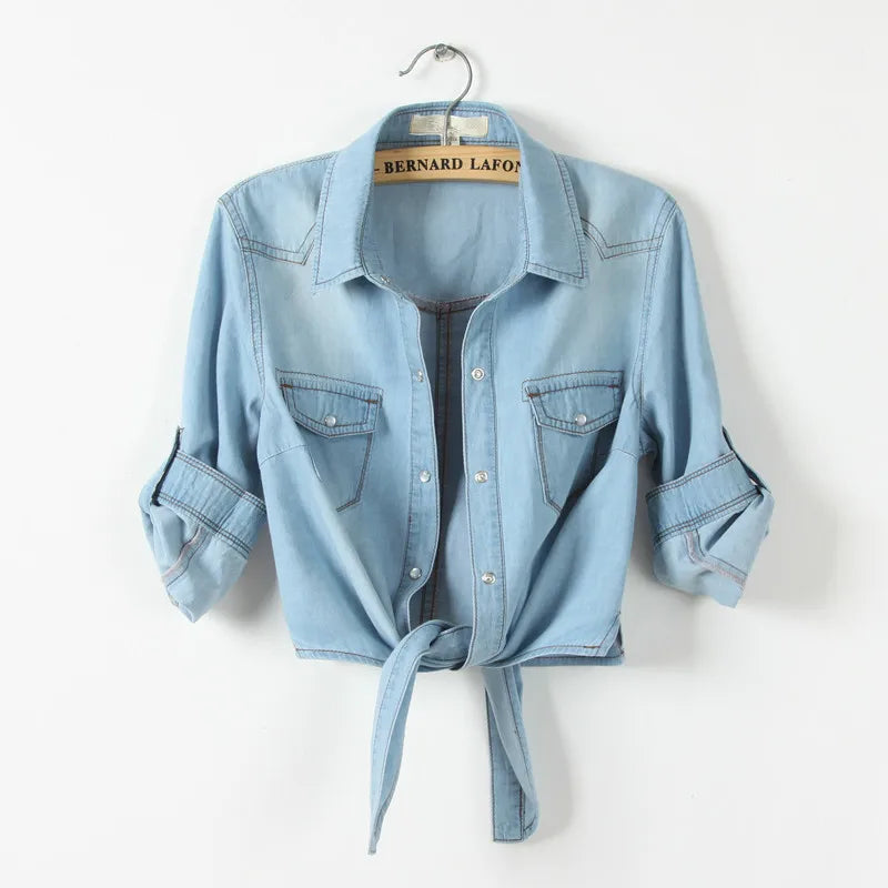 SAPPHIRE | Casual Denim Cropped Top-4
