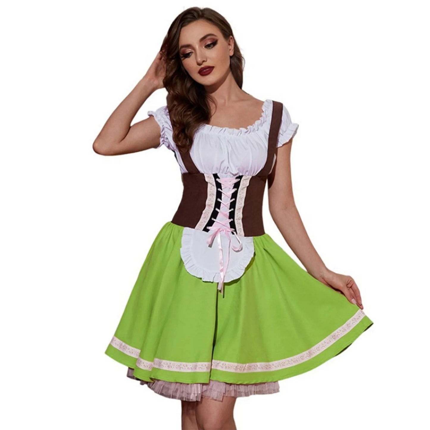 Dirndl dress with apron and lace-up bodice for Oktoberfest and traditional costume festival 2