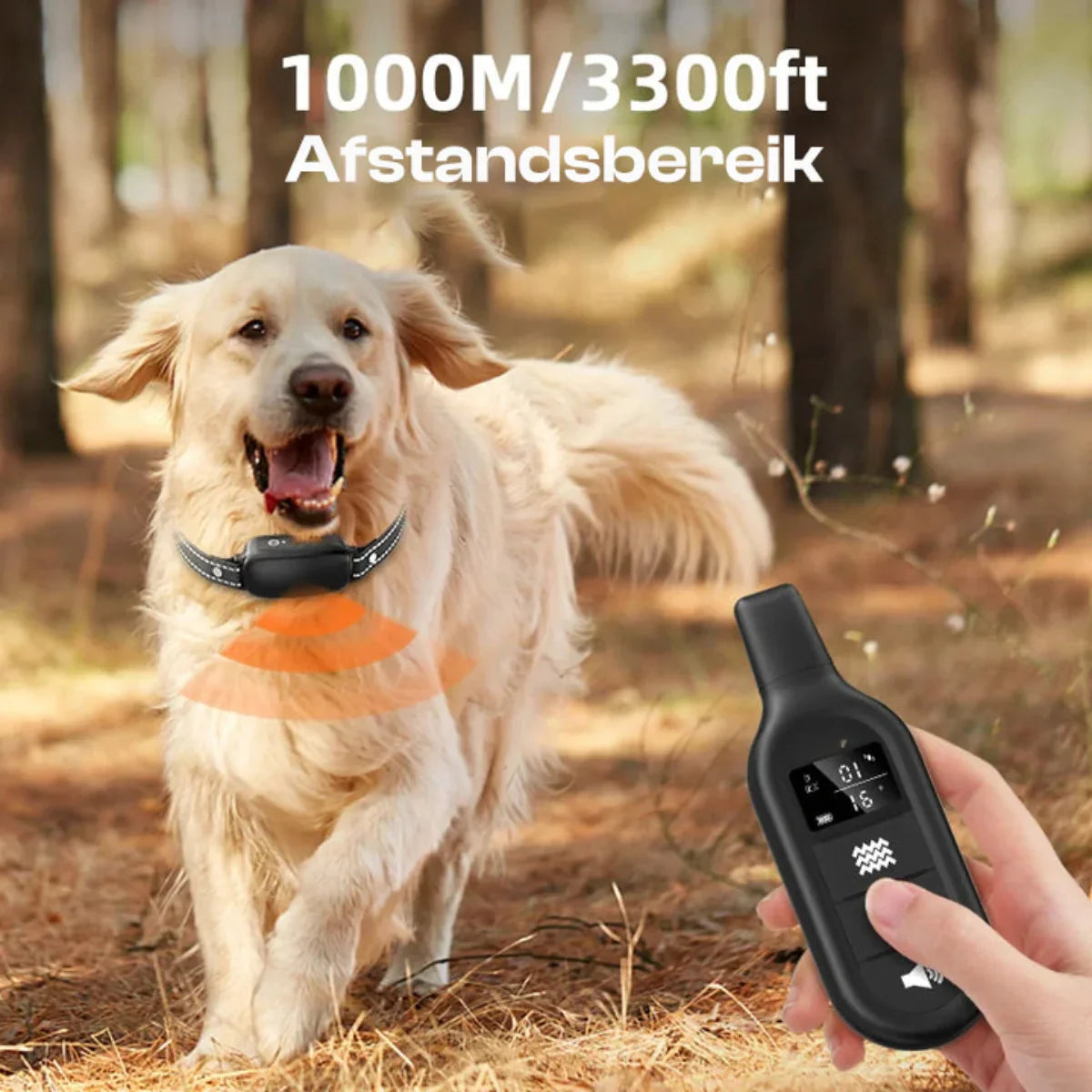 Electric dog training collar with remote control, waterproof, 16 adjustable shock levels, 1000 m range, beep and vibration modes 2